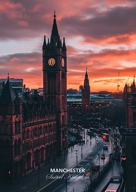 Manchester Cityscape at Dusk UK