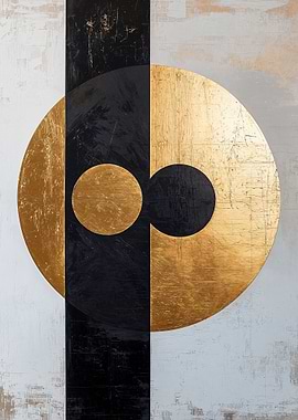 Gold and Black Abstract Art