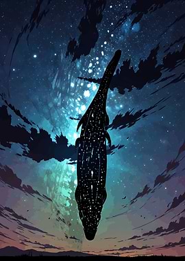 Starry Lizard Silhouette