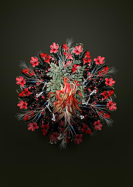 Floral Crimson Glory Pea Wreath Mandala Art