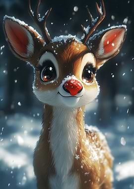 Cute Reindeer in Snow