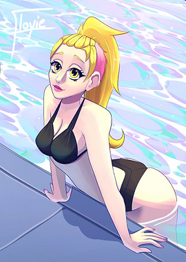 Anime Girl in Pool (EmiliaKamilia Farart)