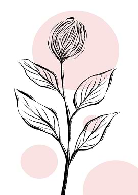Nordic Pink Rose Illustration