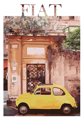 Yellow Fiat in Italy