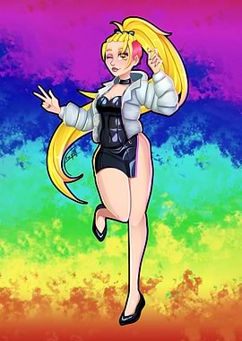 Anime girl ready to party. (EmiliaKamilia fanart)