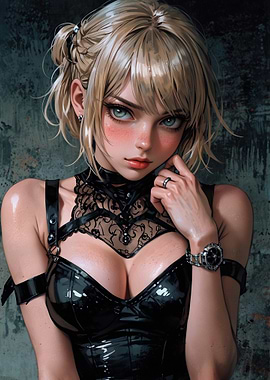 Anime Girl in Black Leather