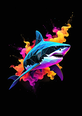 Shark in Neon Flames