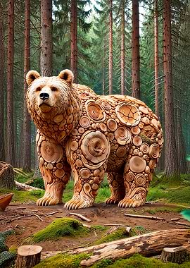 Wooden Bear Sculpture