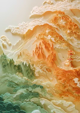 Papercut Mountain Landscape