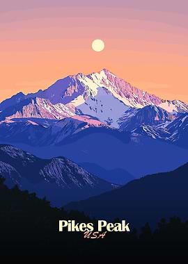 Pikes Peak Mountain Sunset