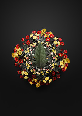 Vintage Crabapple Wreath Floral Circle with Leaf