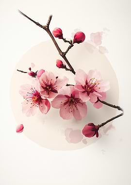Pink Cherry Blossom Branch