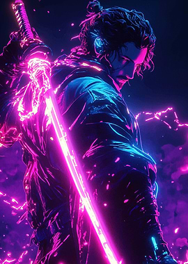 Neon Samurai Warrior