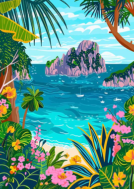 Tropical Island Seascape Capri Italy