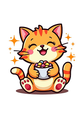 Cute Cat with Candy