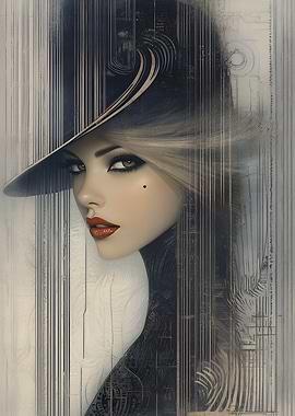 Woman in Hat, Abstract Art