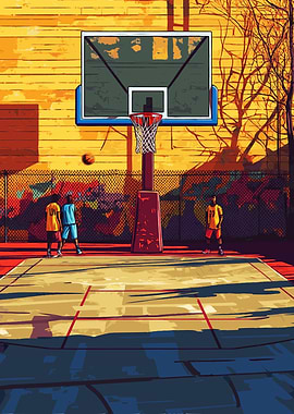 Classic Retro Basketball Court