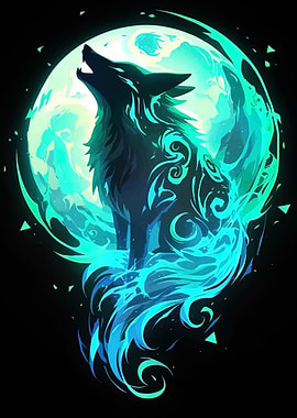 Wolf in Blue Flame