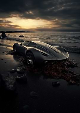 Sports Car on Beach
