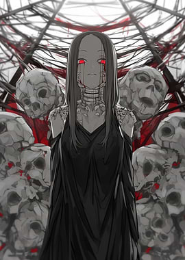 Dark Anime Girl with Skulls