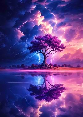 Purple Tree Lightning Storm