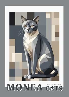 Russian Blue Cat - Abstract Poster