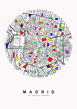 Madrid City Map Art