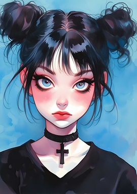 Goth Girl with the Blue Eyes