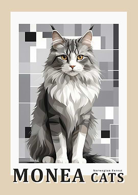Norwegian Forest Cat - Abstract MONEA Poster