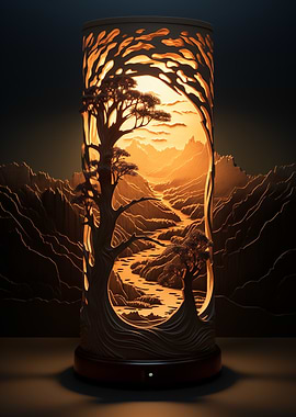 Life In Wooden Lamp