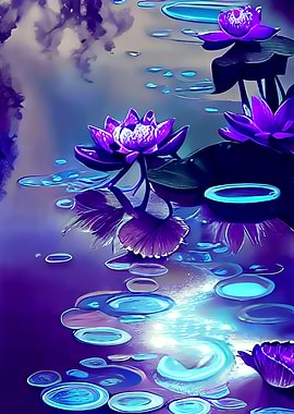 Purple Water Lilies