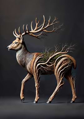 Deer with Tree Branches