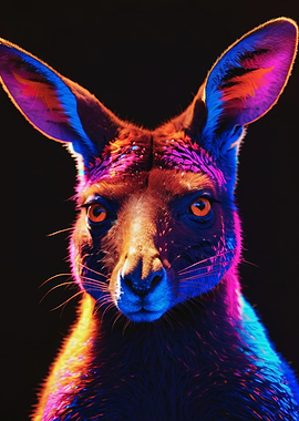 Blacklight Kangaroo Portrait