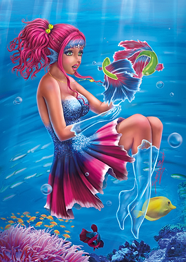 Zodiac sign pisces - Mermaid with Fish