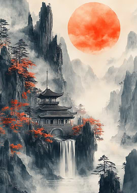 Japanese Pagoda Landscape