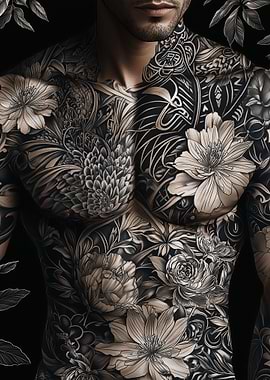 Floral Body Tattoo