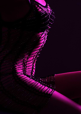 Pink and Black Beaded Dress