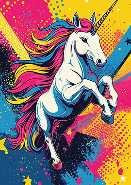 Rainbow Unicorn Pop Art
