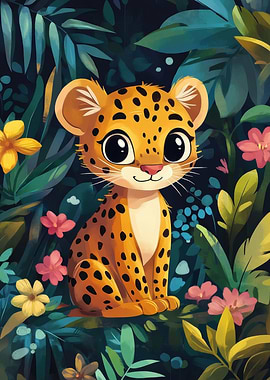 Cute Leopard Cub in Jungle