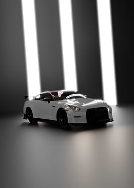 Minimalist White Nissan GT-R