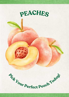 Watercolor Peaches Vintage Poster