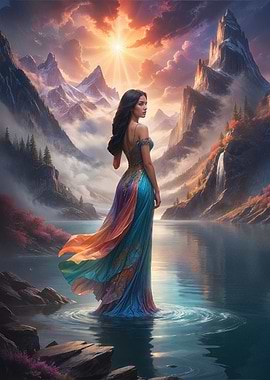 Woman in Mountain Lake