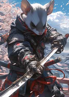 Samurai Ferret with Katana
