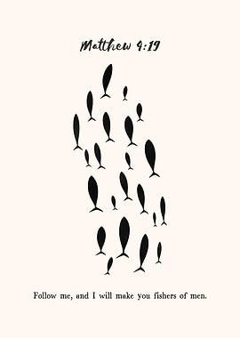 Fishers of Men, Matthew 4:19, Christian decor, Bible verse, Biblical decoration