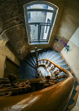 Spiral Staircase in Old Building