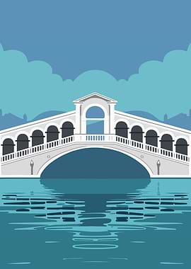 Rialto Bridge in Venice over canal