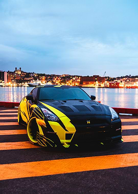 Black and Yellow Sports Car