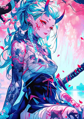 Anime Demon Girl with Sword