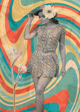 Retro Woman in Floral Dress