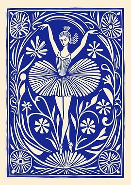 Ballet Dancer in Floral Frame